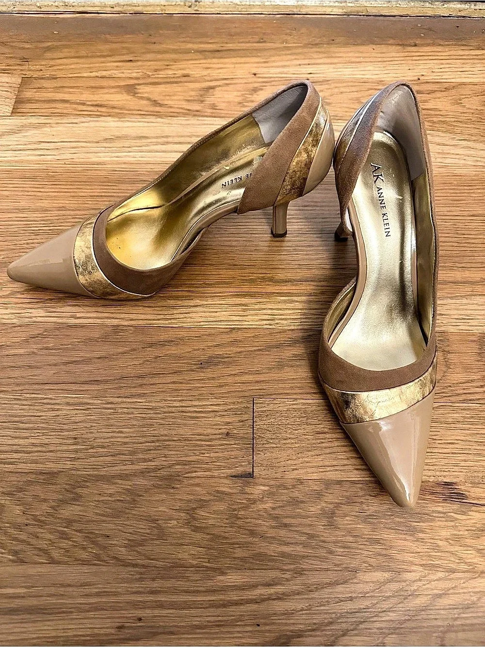 AK Anne Klein Pointed-Toe Metallic Accent Heels